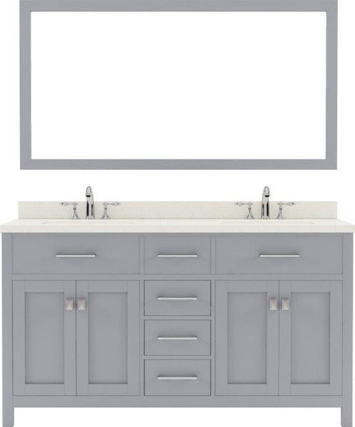 double sink bathroom vanity set w/ brushed nickel faucet