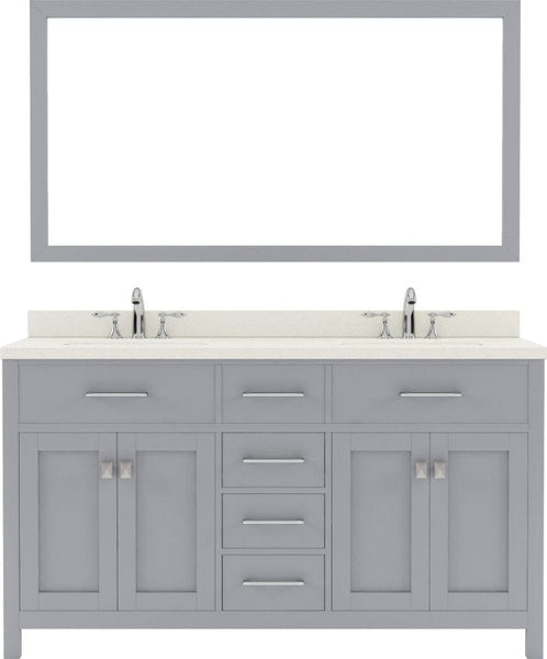 double sink bathroom vanity set with polished chrome faucet