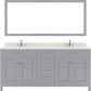 72 inch gray double sink bathroom vanity with brushed nickel faucet