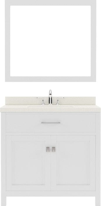 Virtu USA Vanities Caroline Contemporary White 36" Single Round Sink Vanity Set w/ Brushed Nickel Faucet