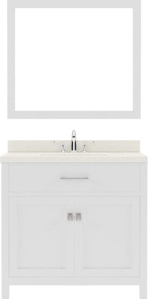 white single sink bathroom vanity set with brushed nickel faucet