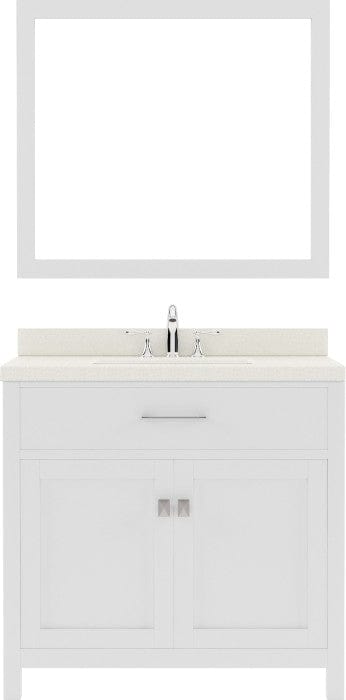 white single sink bathroom vanity set with polished chrome faucet