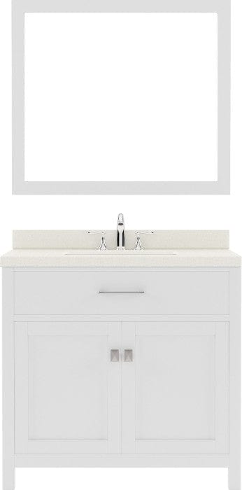 Virtu USA Vanities Caroline Contemporary White 36" Single Square Sink Vanity Set with White Top
