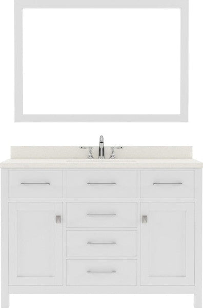 single sink bathroom vanity set w/ brushed nickel faucet