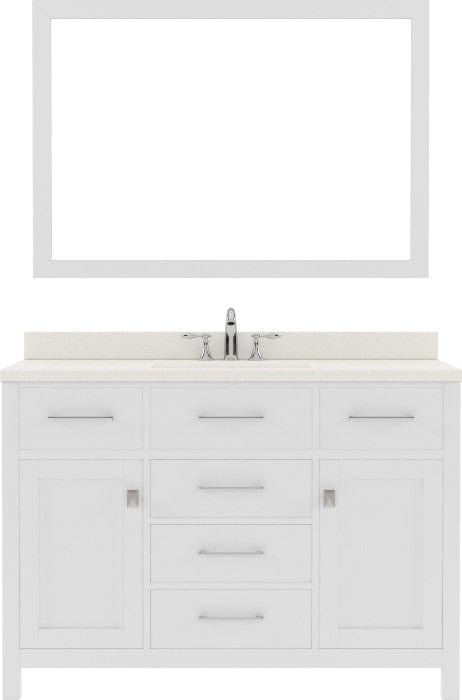 Virtu USA Vanities Caroline Contemporary White 48" Single Round Sink Vanity Set w/ Polished Chrome Faucet