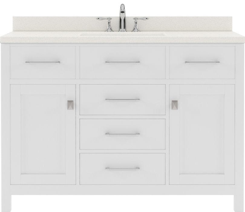 Virtu USA Vanities Caroline Contemporary White 48" Single Round Sink Vanity with White Top