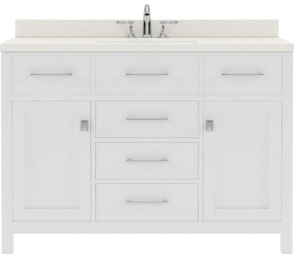Virtu USA Vanities Caroline Contemporary White 48" Single Round Sink Vanity with White Top
