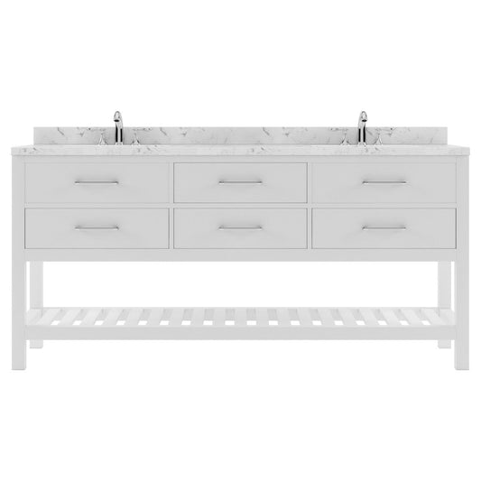 Caroline Estate 72" Bath Vanity in White with Cultured Marble Quartz Top white background