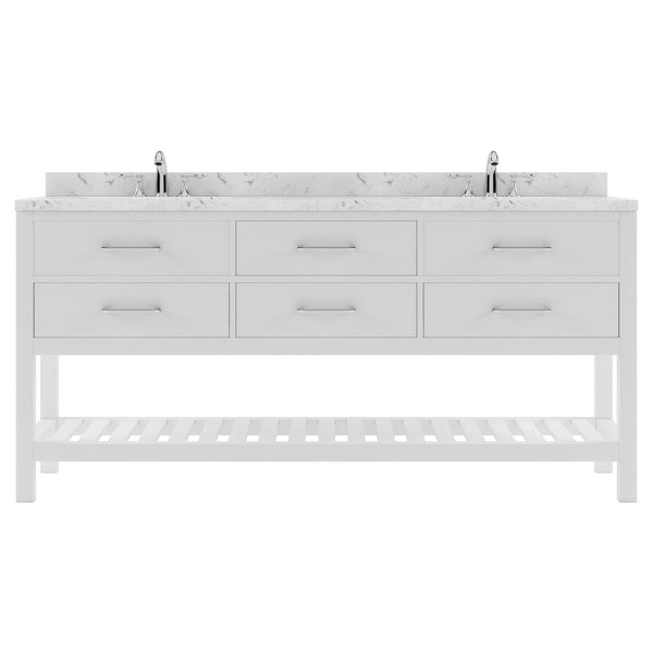 Caroline Estate 72 Bath Vanity in White with Cultured Marble Quartz Top white background