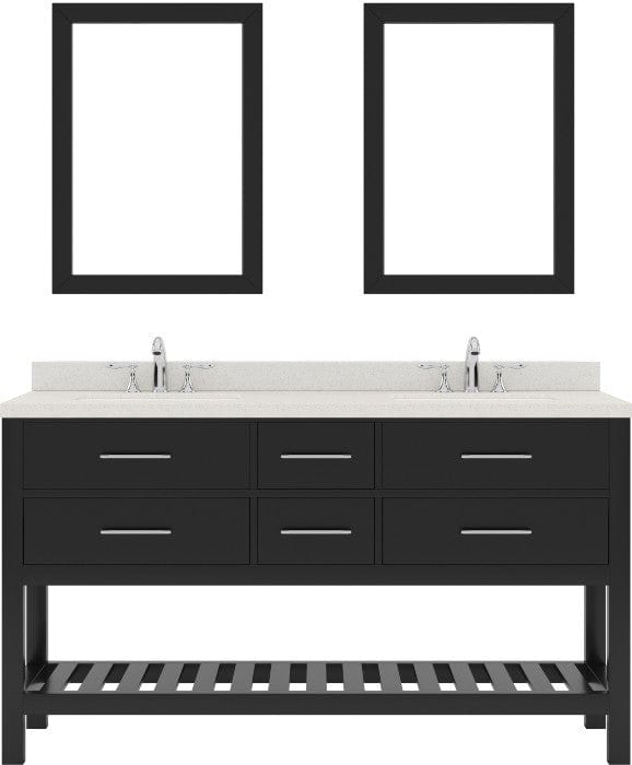 double sink bathroom vanity set with polished chrome faucet