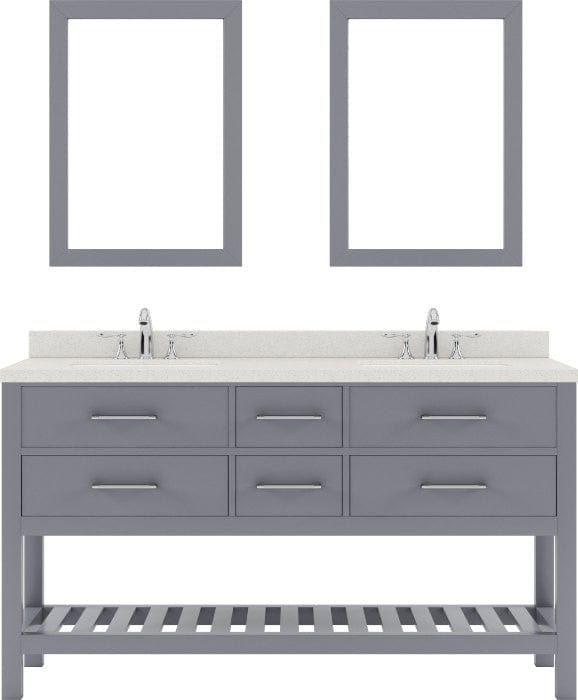 double sink bathroom vanity set with polished chrome faucet