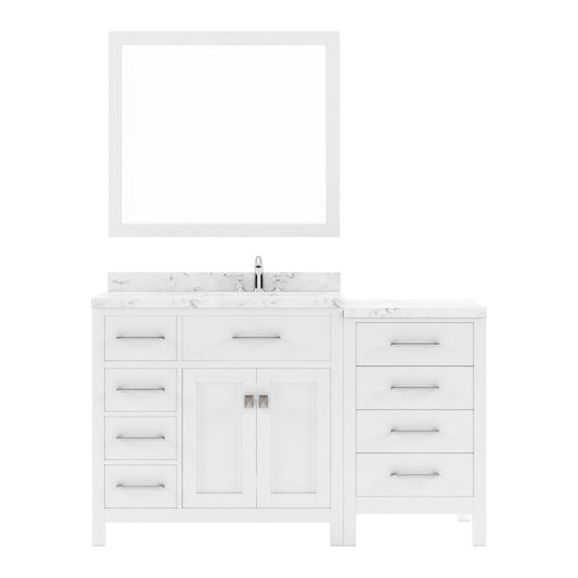 Caroline Parkway 57" Bath Vanity in White with Cultured Marble Quartz Top white background