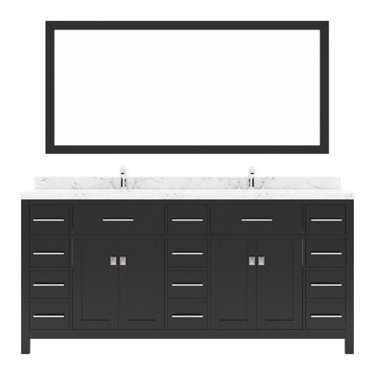 Caroline Parkway 72" Bath Vanity in Espresso with Cultured Marble Quartz Top white background