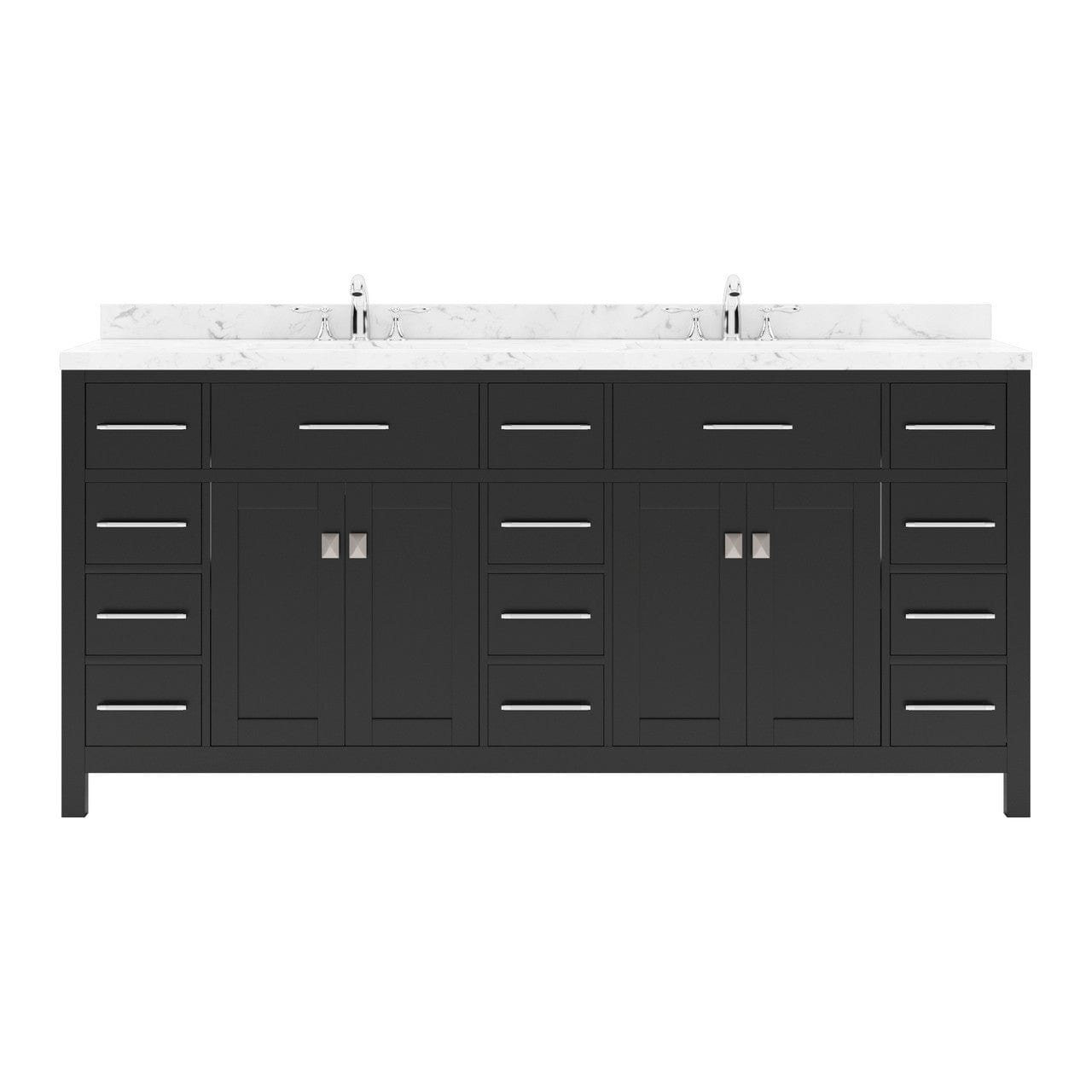 Caroline Parkway 72" Bath Vanity in Espresso with Quartz Top white backgroound