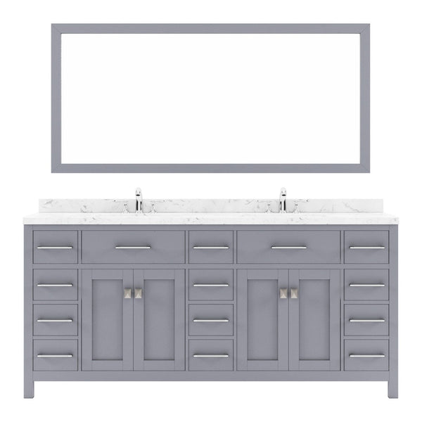 Caroline Parkway 72 Bath Vanity in Gray with Cultured Marble Quartz Top white background