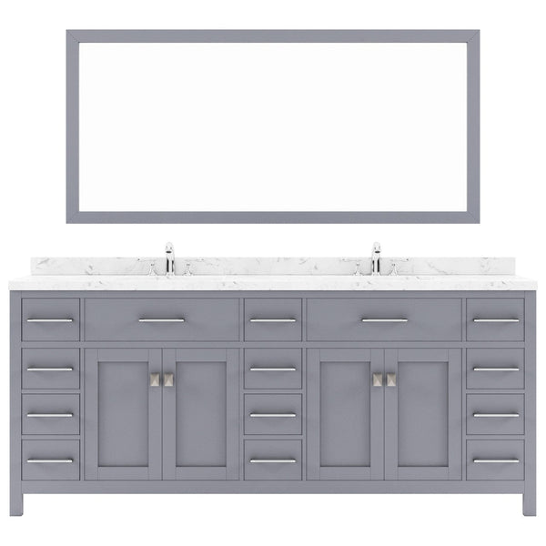 Caroline Parkway 78 Bath Vanity in Gray with Quartz Countertop white background