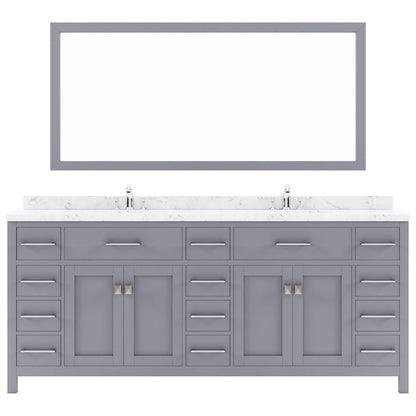 Caroline Parkway 78" Bath Vanity in Gray with Quartz Top white background