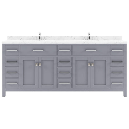 Caroline Parkway 78" Bath Vanity in Gray with Quartz Top white background