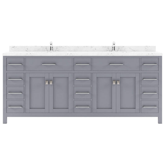 Caroline Parkway 78" Bath Vanity in Gray with Quartz Top white background