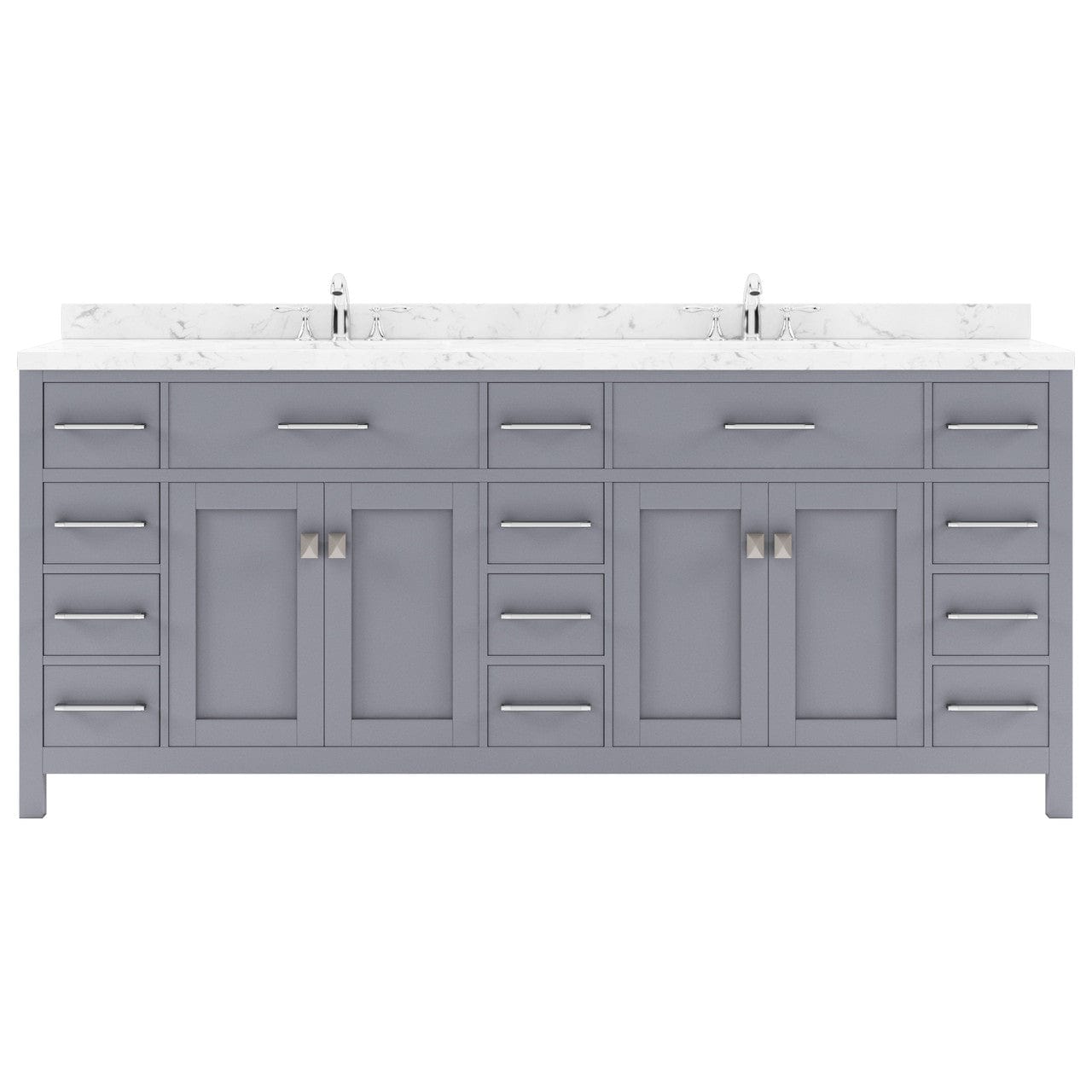 Caroline Parkway 78" Bath Vanity in Gray with Quartz Top white background