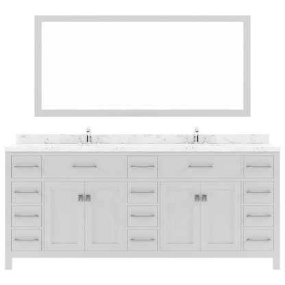 Caroline Parkway 78" Bath Vanity in White with Cultured Marble Quartz Top white background