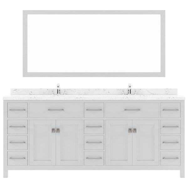 Caroline Parkway 78 Bath Vanity in White with Cultured Marble Quartz Top white background