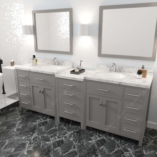 Caroline Parkway 93" Bath Vanity in Gray with Cultured Marble Quartz Top perspective