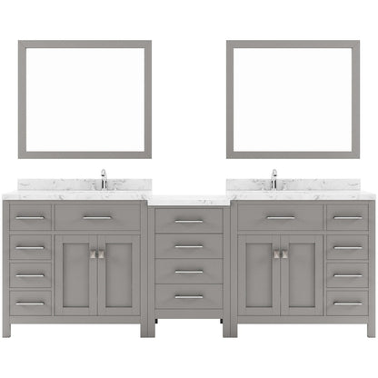 Caroline Parkway 93" Bath Vanity in Gray with Cultured Marble Quartz Top white background