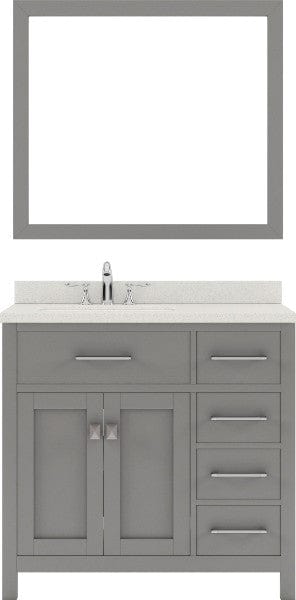 single sink bathroom vanity set with polished chrome faucet