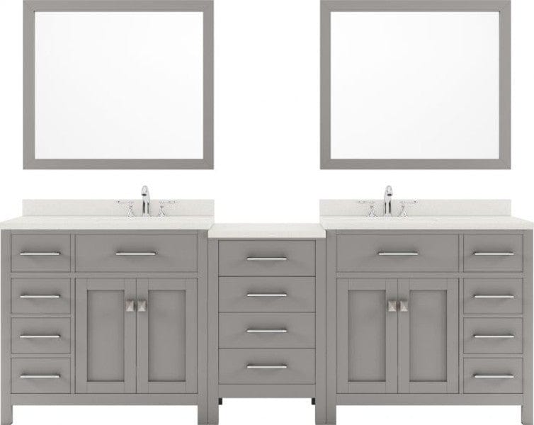 Double sink bathroom vanity set with brushed nickel faucet