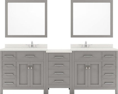 Double sink bathroom vanity set with brushed nickel faucet