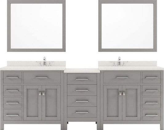 Double sink bathroom vanity set with brushed nickel faucet