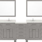Double sink bathroom vanity set with polished chrome faucet