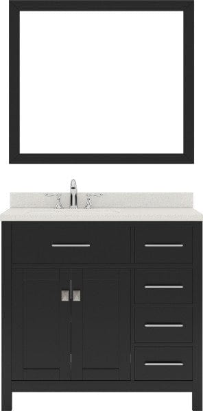 Virtu USA Vanities Caroline Parkway Contemporary Espresso 36" Single Round Sink Vanity Set with White Top, Left Offset