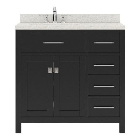 Virtu USA Vanities Caroline Parkway Contemporary Espresso 36" Single Round Sink Vanity with White Top, Left Offset