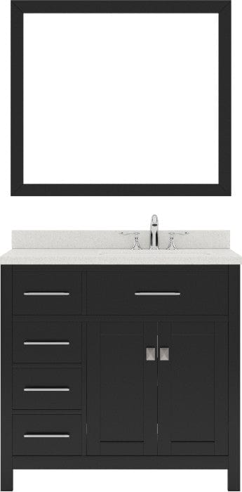 Virtu USA Vanities Caroline Parkway Contemporary Espresso 36" Single Square Sink Vanity Set w/ Brushed Nickel Faucet, Right Offset