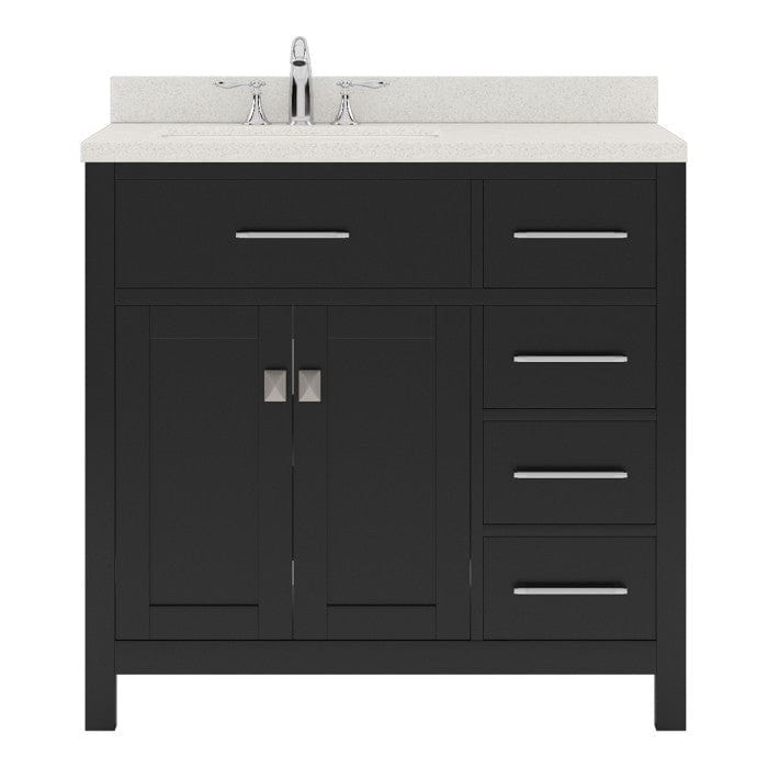 Caroline Parkway Contemporary Espresso 36" Single Square Sink Vanity with White Top, Left Offset