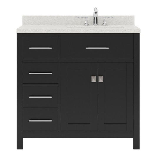 Virtu USA Vanities Caroline Parkway Contemporary Espresso 36" Single Square Sink Vanity with White Top, Right Offset