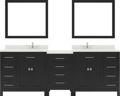 double sink bathroom vanity set with polished chrome faucet