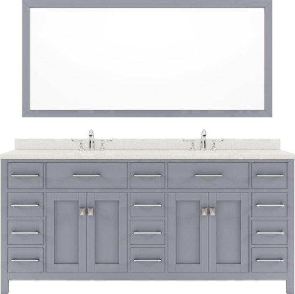 double undermount sink vanity with brushed nickel faucet