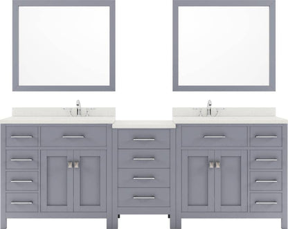 93 inch double sink bathroom vanity with brushed nickel faucet