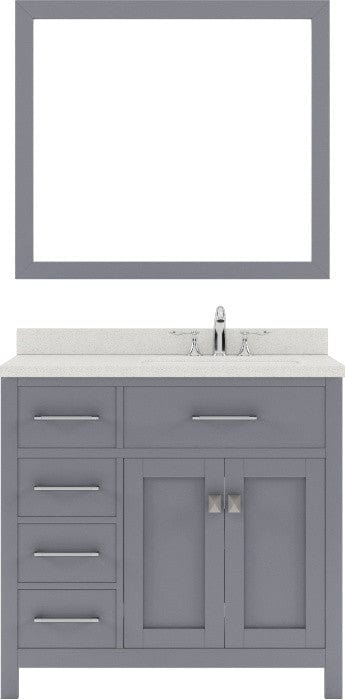 Virtu USA Vanities Caroline Parkway Contemporary Grey 36" Single Round Sink Vanity Set w/ Brushed Nickel Faucet, Right Offset