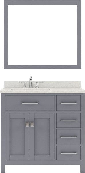 Virtu USA Vanities Caroline Parkway Contemporary Grey 36" Single Round Sink Vanity Set with White Top, Left Offset