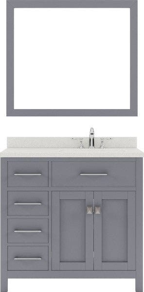 Virtu USA Vanities Caroline Parkway Contemporary Grey 36" Single Square Sink Vanity Set w/ Brushed Nickel Faucet, Right Offset