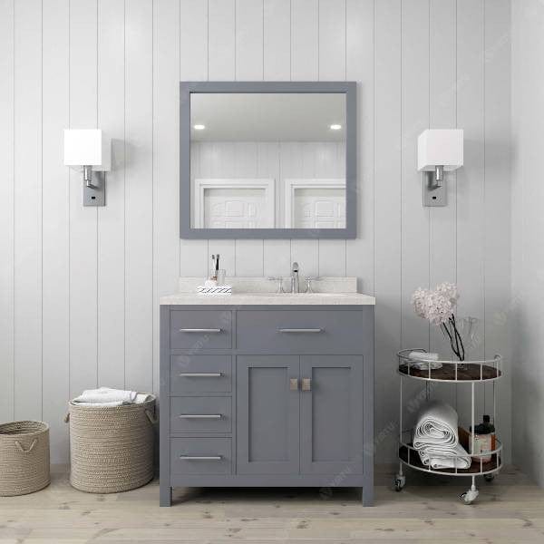 grey freestanding bathroom vanity