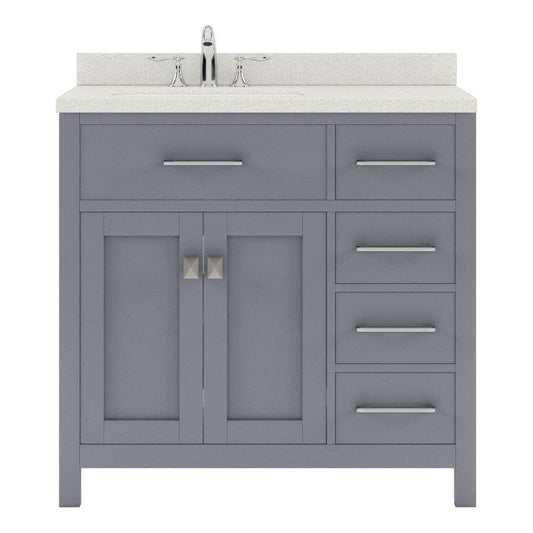 Grey single sink bathroom vanity