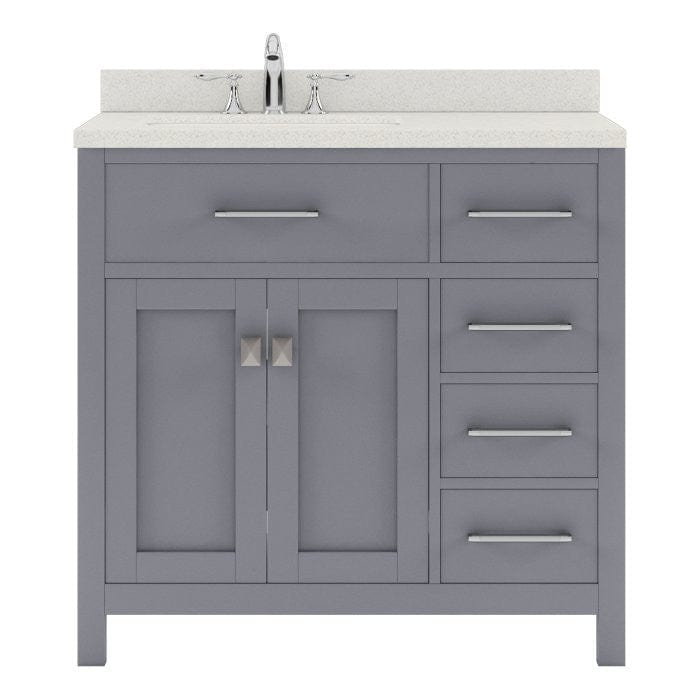 Grey single sink bathroom vanity