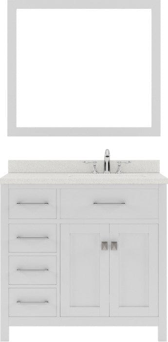 Virtu USA Vanities Caroline Parkway Contemporary White 36" Single Round Sink Vanity Set w/ Brushed Nickel Faucet, Right Offset