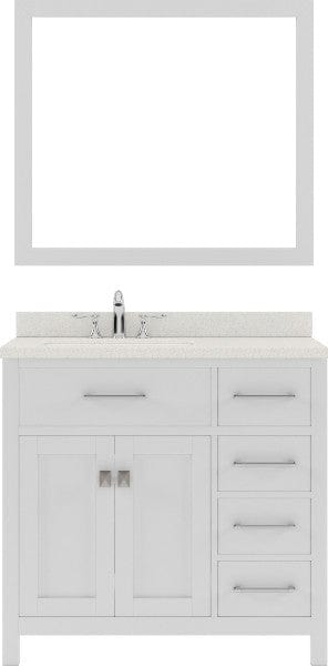 Virtu USA Vanities Caroline Parkway Contemporary White 36" Single Round Sink Vanity Set w/ Polished Chrome Faucet, Left Offset