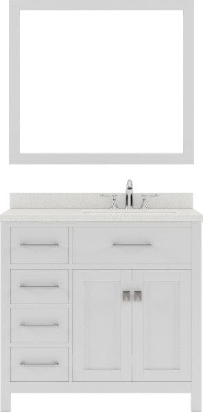 white bathroom vanity set with brushed nickel faucet